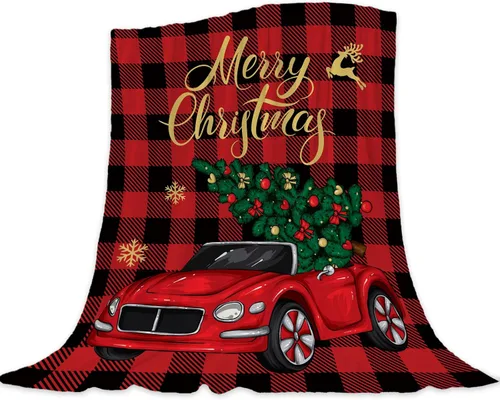 Miniatura 23 de Manta de Navidad para bebé, manta pequeña de Navidad a cuadros rojos, manta de Navidad para invierno, para mascotas, manta para envolver cuna