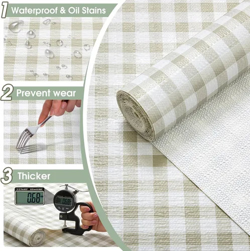 Miniatura 5 de Forro antideslizante para cajones y estantes, no adhesivos, grueso, agarre fuerte, impermeable, lavable, protege los estantes del aparador, armarios
