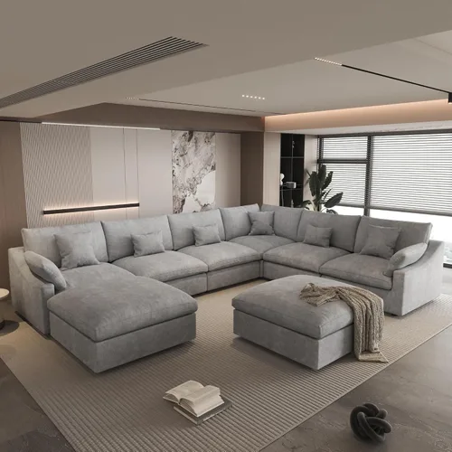 Miniatura 56 de WJShome Sofá Seccional Cloud Couch de 83 pulgadas para sala de estar, sofá seccional modular relleno de plumón, sofás en forma de L con otomana
