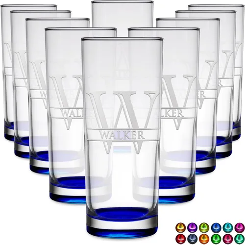 Miniatura 71 de Highball personalizado de 10.5 onzas con fondo negro, vaso Collins alto personalizado, cóctel de bebida mixta recta, inicial con nombre de regalo