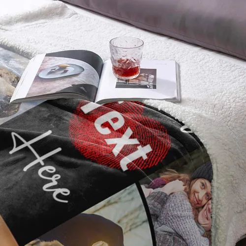 Miniatura 2 de Manta personalizada con imagen, manta de forro polar Sherpa personalizada, manta gruesa y cálida de felpa, personalizada para pareja, novia, novio