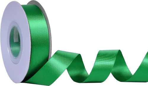 Miniatura 220 de Ribest - Cinta de satén de doble cara de 1 pulgada y 50 yardas por rollo, verde manzana, para envolver regalos, ramos de flores, accesorios