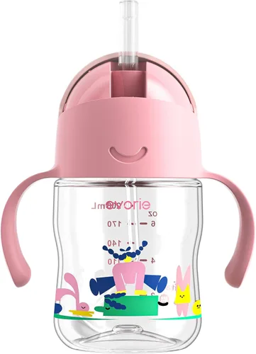 Miniatura 19 de Evorie Tritan - Vaso para beber con popote con peso con asas para bebés y niños pequeños, botella de agua a prueba de derrames con popote para 6