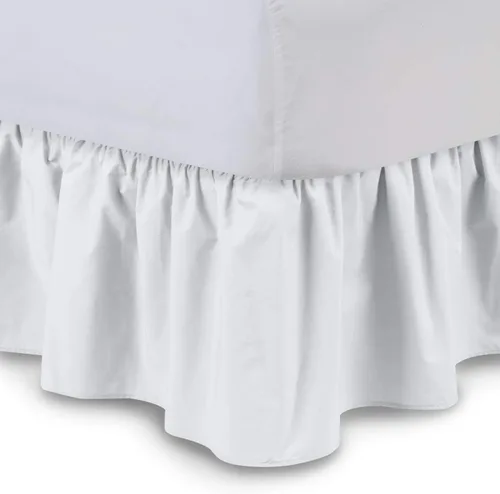 Miniatura 18 de Falda de cama con volantes (individual, color azul aguamarina) de 18 pulgadas de caída con volantes, con plataforma, 100% algodón de 800 hilos