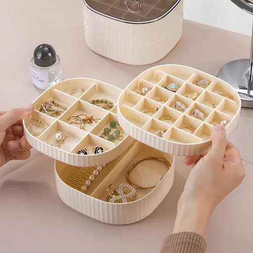 Miniatura 2 de Joyero, organizador de joyas de acrílico de 3 capas con asa, cajas de joyería transparentes para mujeres y niñas, organizador de maquillaje, soporte