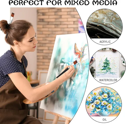 Miniatura 5 de Zonon 10 pinceles de pintura de cabeza plana de 1 pulgada, pinceles de pintura acrílica de acuarela a granel, pinceles de pelo de nailon sintético