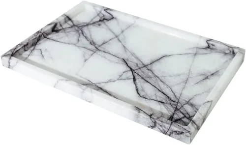 Miniatura 13 de Bandeja de tocador de mármol natural genuino y lujoso real, bandeja de almacenamiento de mármol auténtico para decoración del hogar, bandeja