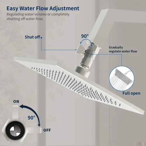 Miniatura 2 de Tenfe Válvula de control de flujo de agua, válvula de cierre de níquel cepillado para ducha de mano Válvula de apagado de presión de agua ajustable