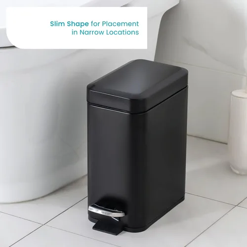 Miniatura 5 de Home Zone Living 1.3 galones pequeño cubo de basura para baño con tapa y pedal de paso, cesto de basura de acero inoxidable con diseño delgado
