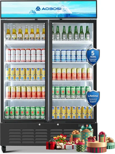 Miniatura 11 de AAOBOSI Refrigerador comercial comercial, refrigerador de pantalla de puerta de vidrio de 17.1 pies cúbicos, refrigerador vertical de bebidas