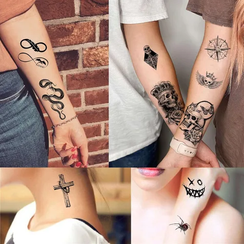 Miniatura 2 de Bilizar 48 hojas de tatuajes temporales 3D pequeños para niños, mujeres, niñas, cuello, brazo, niños, hombres, tatuajes temporales diminutos