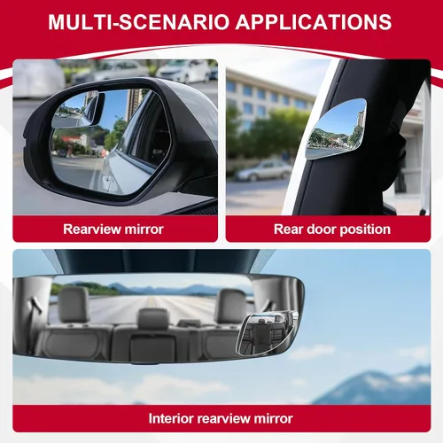 Miniatura 6 de LivTee Espejo de punto ciego para vehículo, con forma de ventilador asimétrico, vidrio HD sin marco, espejo retrovisor convexo con gran ángulo
