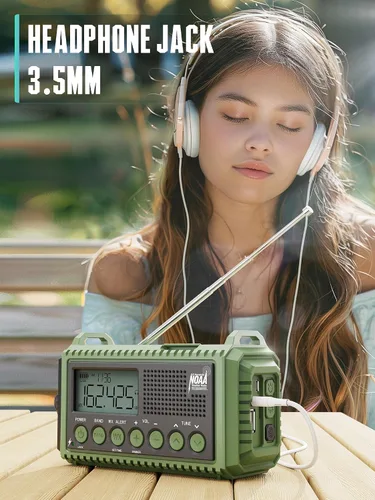 Miniatura 8 de Radio de emergencia de 12000 mAh - Alerta meteorológica AUTO NOAA, manivela solar AM/FM/SW/NOAA, linterna, cargador de teléfono, sirena SOS, kit