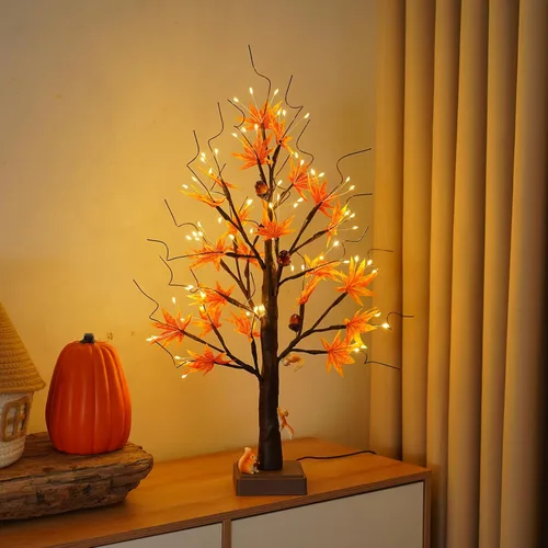 Miniatura 12 de 144 luces LED de árbol de abedul con control remoto, lámpara de árbol artificial con temporizador, árbol iluminado parpadeante, 3 AA o USB, árbol