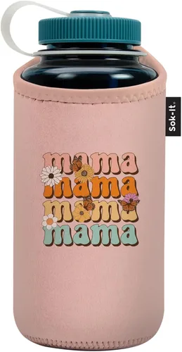 Miniatura 215 de Sok It BotlSok Funda para botella de agua con cubierta de neopreno aislante (Floral abstracto, se ajusta a CamelBak o Nalgene de 12 onzas)