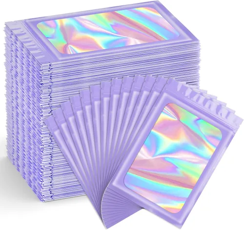 Miniatura 13 de Funfery Paquete de 300 bolsas resellables para almacenamiento de alimentos, bolsas transparentes de Mylar, bolsa de embalaje, comestibles, bolsa a