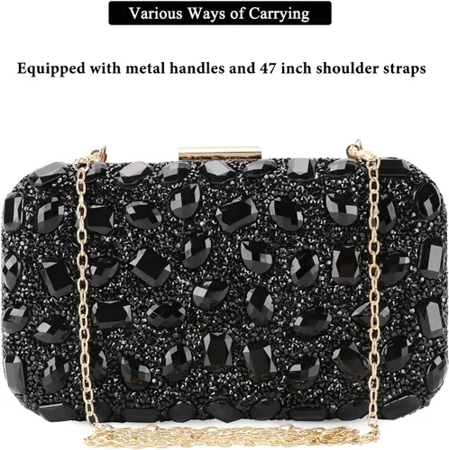 Miniatura 6 de COAIMANEY Bolso de mano de lentejuelas brillantes con diamantes de imitación para mujer, bolso de mano de noche, bolso de hombro para boda, fiesta