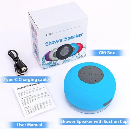 Miniatura 6 de Parlante Bluetooth Impermeable para Ducha Portátil, Inalámbrico, Resistente al Agua, Manos Libres con Micrófono Integrado, Ventosa para Baño