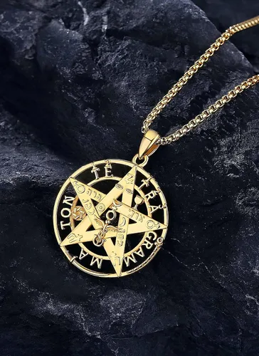 Miniatura 3 de CELESTIA Colgante de plata de ley 925, anillos de tetragrammaton, collar masónico, joyería de pentagrama para mujeres y hombres