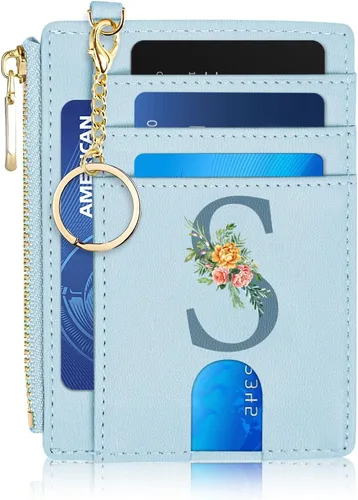 Miniatura 41 de Tarjetero para mujer minimalista y delgado con bolsillo frontal, bloqueo RFID, cartera compacta con ventana para identificación y bolsillo