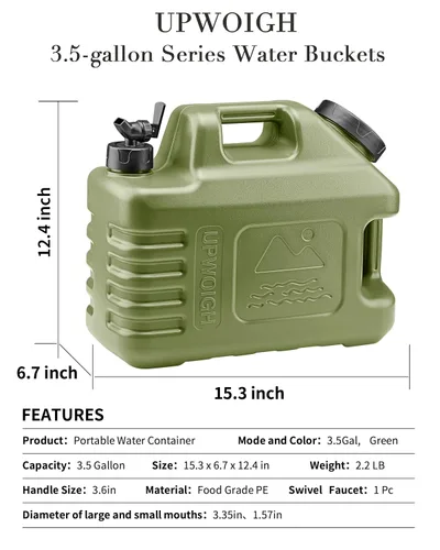 Miniatura 3 de UPWOIGH Contenedor de Agua para Acampar, Bidón de Contenedores de Agua Pequeño de 2.6 Galones (13.1 x 12 x 5.3 pulgadas), Almacenamiento de Agua