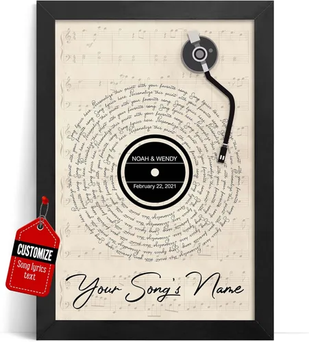 VICILO Póster personalizado con letras de canciones, lienzo para decoración de pared, acordes de canción perfecta, regalo de aniversario de un año