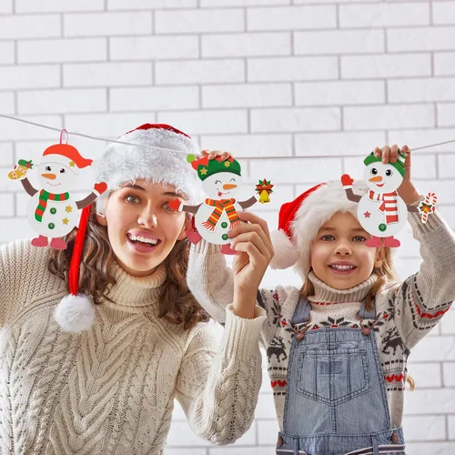 Miniatura 5 de Fennoral Paquete de 12 kits de manualidades de muñeco de nieve para niños, crea tus propios muñecos de nieve con espuma adhesiva, adornos