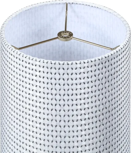 Miniatura 4 de Aspen Creative 31615 Pantalla de lámpara con forma de tambor de transición (cilindro) en forma de araña en jacquard blanco y gris, 8 pulgadas