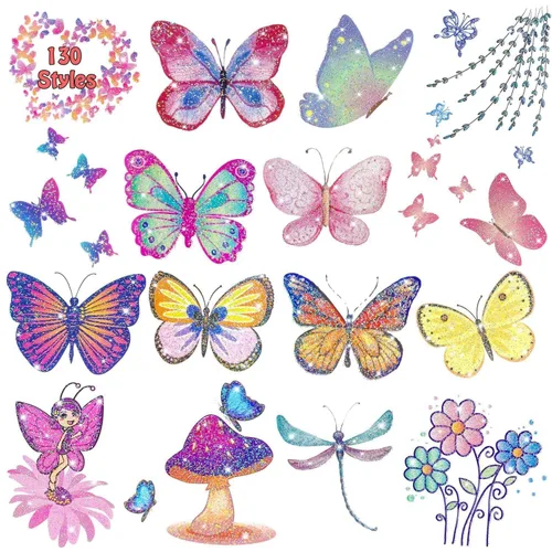 Leesgel Tatuajes temporales para niños y mujeres, calcomanías de tatuaje con purpurina para recuerdos de fiesta, premios para aula, dulce o truco,
