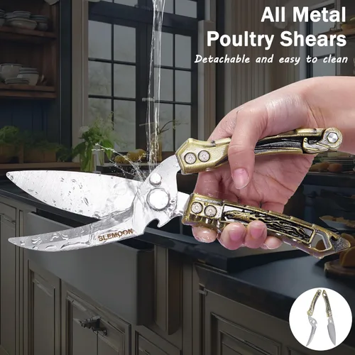 Miniatura 3 de Tijeras de cocina resistentes para huesos, pollo, pavo, carne, pescado y pizza, tijeras de cocina multiusos para alimentos, ideal para chef y cocina