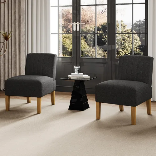 Miniatura 15 de VIRRMO Sillas de Acento sin Brazos para Sala de Estar, Silla Slipper Moderna Sillas de Sala de Estar con Patas de Madera Sólida, Silla de Tocador