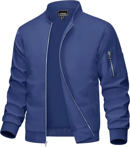 Miniatura 13 de MAGCOMSEN Chaqueta para hombre, ligera, cortavientos, chaqueta bomber resistente al viento, chaqueta casual con cremallera, abrigos ropa exterior