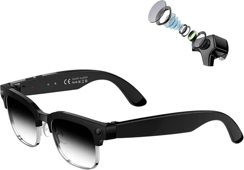 Lentes inteligentes AI con cámara, video HD 4K de 8 MP y captura de fotos, traducción en tiempo real, gafas de grabación con asistente de IA, audio