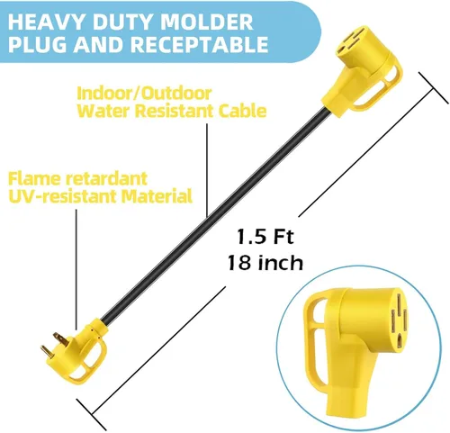 Miniatura 3 de Cable Adaptador de Alimentación NEMA TT-30P Macho a 14-50R Hembra Enchufe Power Dogbone con Mango de Agarre Adaptador Eléctrico Resistente