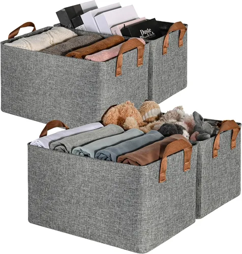 Miniatura 16 de GRANNY SAYS Storage Bins for Closet, Linen Closet Organizers and Storage Baskets with Metal Frame, Shelf Storage Bins for Organizing Bedroom Gris