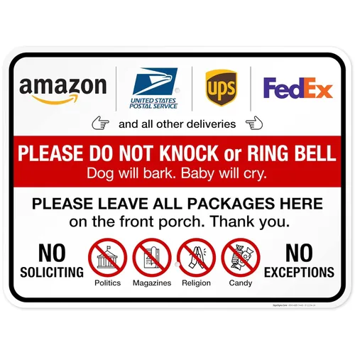 Miniatura 10 de Letrero con texto en inglés «Do Not Knock Or Ring Doorbell Dog Will Cry», 10 x 7 pulgadas, aluminio 040, resistente a la decoloración, fabricado