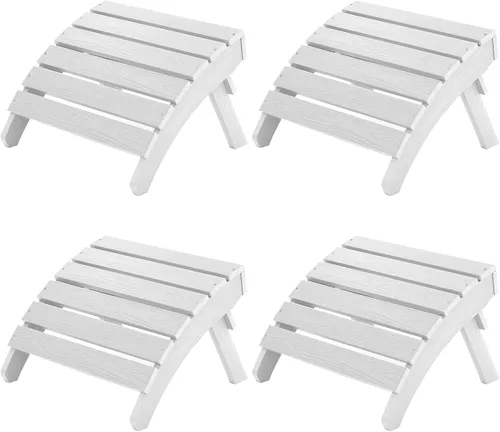Miniatura 13 de MXIMU Taburete otomano plegable Adirondack para exteriores: Taburete de plástico HIPS para patio, fácil montaje, reposapiés para todo tipo de clima