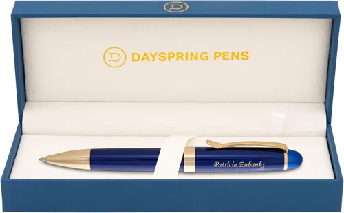 Miniatura 8 de Dayspring Pens Alexandria - Bolígrafo negro con borde dorado, barril grande, grabado dorado en la tapa, compatible con repuesto Parker G2, regalo