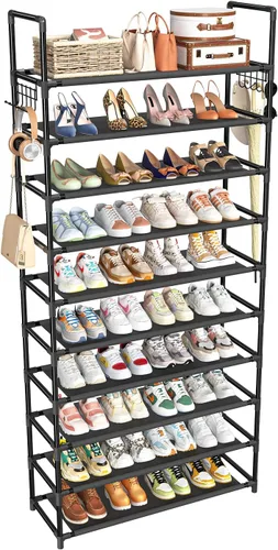 Miniatura 8 de Simple Trending Zapatero de 8 niveles de gran capacidad para 64 pares, estante alto para zapatos, organizador de zapatos de metal resistente