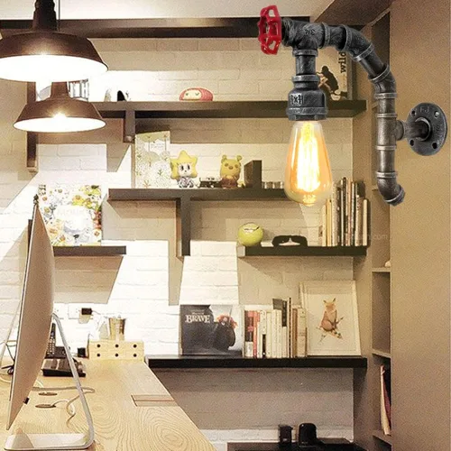 Miniatura 2 de Lámpara de pared industrial de granja retro con interruptor, lámpara de pared de metal antiguo para bar, pasillo, escaleras, balcón, cafetería