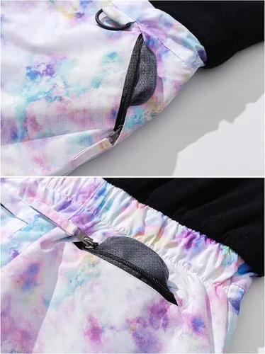 Miniatura 7 de Pursky Pantalones de nieve para niños, baberos de esquí de invierno para niña, con aislamiento, impermeables, pantalones de nieve de forro polar