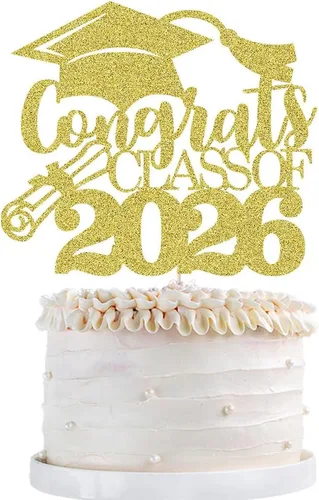Miniatura 21 de Gold Class of 2025 - Decoración para tartas de graduación con purpurina para la clase de 2025, suministros de fiesta de graduación – Graduados