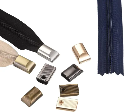 Miniatura 5 de uxcell 30 tapones de metal con cremallera, extremos rectangulares de repuesto con tornillo para manualidades, bolsa, equipaje, bronce oscuro