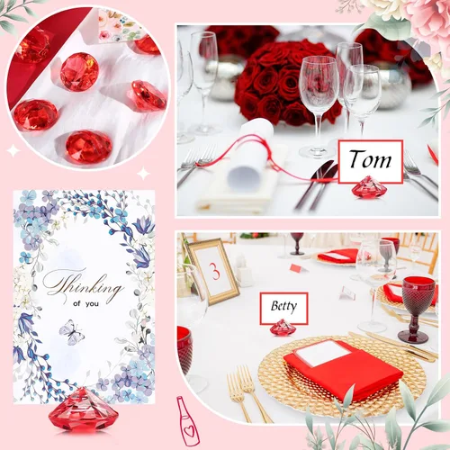 Miniatura 3 de Boao Paquete de 24 soportes de tarjetas de lugar de diamantes acrílicos para números, soportes para tarjetas, decoración de fiesta de diamantes