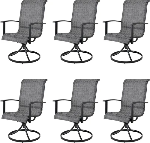 Miniatura 9 de Grand patio Juego de 2 sillas de comedor giratorias para exteriores, juego de balancines de malla de 360 grados para terraza, jardín trasero