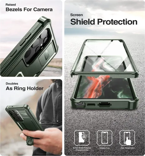 Miniatura 7 de Dexnor Funda de cuerpo completo para Samsung Galaxy S23 Ultra 5G/6.8 pulgadas, marco frontal extra, protección de grado militar, protector