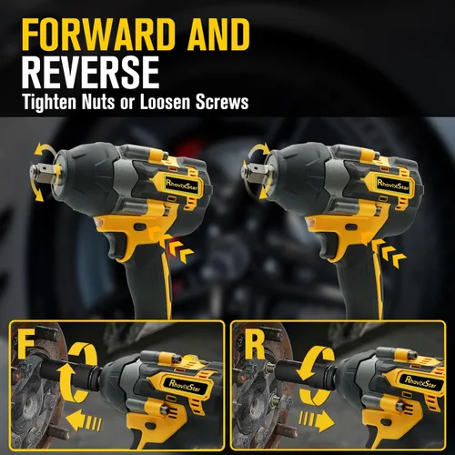 Miniatura 9 de Rhovixster Pistola de impacto inalámbrica de 1/2, juego de llaves de impacto, impacto de 1/2 torsión, motor sin escobillas, pistolas de impacto