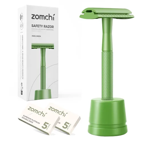 Miniatura 19 de Maquinilla de afeitar de seguridad de doble borde con mango de textura,Maquinilla de afeitar de metal para hombres y mujeres,Se adapta a todas
