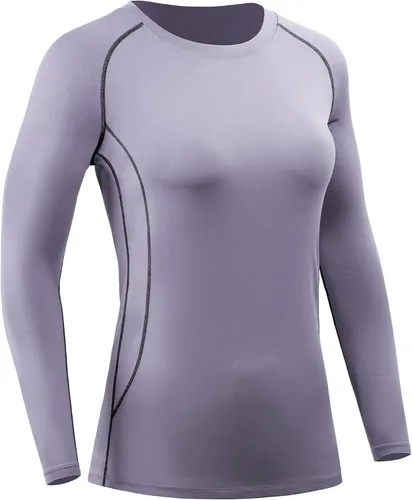 Miniatura 65 de CADMUS Paquete de 1 o 3 camisetas de entrenamiento de manga larga para mujer, camiseta de compresión de ajuste seco para correr