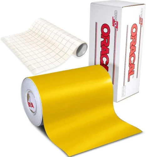 ORACAL 631 - Vinilo adhesivo amarillo mate para cameo, Cricut y silueta, incluye rollo de papel de transferencia transparente de 12 x 24 pulgadas (6